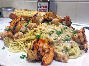Texas Butter Recipe Grilled shrimp and Alfredo Sauce