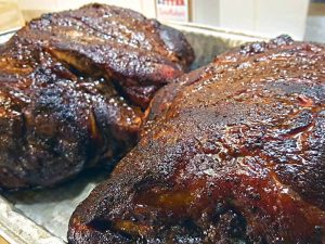 Finished Smoked Pork Shoulder Texas Butter Recipe